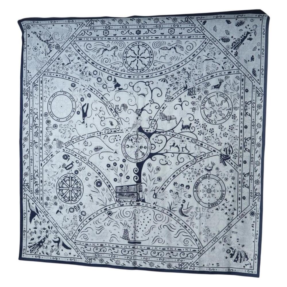 Hermes Cashmere Carre 140 Scarf Blue